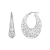 Plated Sterling Silver Oval Crescent Cage Earrings