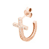 Sterling Silver CZ Curved Cross Stud Earrings
