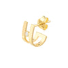 Diamond Bezel In Open J-Huggie Earrings