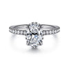 14K White Gold Oval Hidden Halo Diamond Engagement Ring