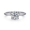 14K White Gold Round Solitaire Diamond Engagement Ring