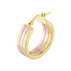 Tri Color 15mm Round Hoop Earrings
