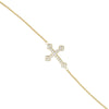 Plated Sterling Silver Sideways CZ Cross Bracelet
