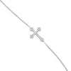 Plated Sterling Silver Sideways CZ Cross Bracelet