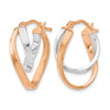 14K w/Wht/Rose RH-plating Polished Hinged Hoop Earrings