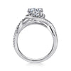 14K White Gold Round Twisted Diamond Engagement Ring