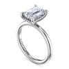 14K White Gold Hidden Halo Emerald Cut Diamond Engagement Ring