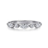 14K White Gold Marquise and Round Diamond Anniversary Band