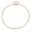 14K Polished CZ Cross Anklet