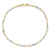 14K Two-tone Fancy Link 9 inch Plus 1 inch Extender - Total 10 inch Anklet