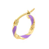 Medium Lilac Enamel Round Twist Hoops