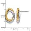 14K w/ White Rhodium Fancy Twisted Oval Post Earrings
