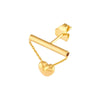 Horizontal Bar Earrings with Dangle Heart Chain