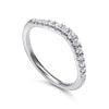 Curved 14K White Gold French Pavé Diamond Wedding Band
