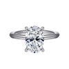 14K White Gold Oval Hidden Halo Diamond Engagement Ring