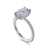 14K White Gold Hidden Halo Oval Diamond Engagement Ring