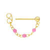 3 Beads Lt.Pink Enamel Front to Back Earrings