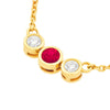 3.5mm Ruby &amp; 1/5tcw Diamond Bezel Graduated Necklace