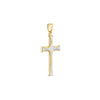 Two-Tone Polished and Diamond-Cut Cross Pendant