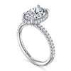 14K White Gold Oval Hidden Halo Diamond Engagement Ring