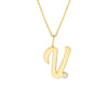 Script 'V' with Diamond Bezel Necklace