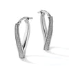 14K White Gold Polished Glimmer Infused Oval Hoop Earrings