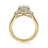 14K Yellow Gold Round Three Stone Lotus Diamond Engagement Ring