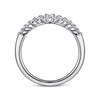 Curved 14K White Gold Shared Prong Diamond Wedding Band