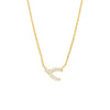 Sideways Mini CZ Wishbone Necklace
