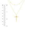Bead and 1pt Diamond Cross Duo Necklace