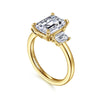 14K Yellow Gold Emerald Cut Three Stone Diamond Engagement Ring