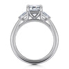 14K White Gold Emerald Cut Three Stone Diamond Engagement Ring