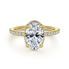 14K Yellow Gold Oval Cut Hidden Halo Diamond Engagement Ring