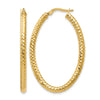 14K ForeverLite Polished and Textured Oval Hoop Earrings