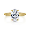 14K Yellow Gold Oval Solitaire Diamond Engagement Ring