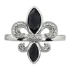 Diamond, Onyx Gemstone Fleur De Lis Ring
