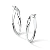 10K White Gold Polished and D/C Oval Hoop Earrings
