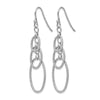 Sterling Silver RH-plt Textured Dangle Shepherd Hook Earrings