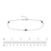 Sterling Silver Purple CZ Rhombus Stations Anklet