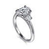 14K White Gold Oval Three Stone Diamond Engagement Ring