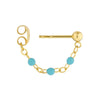 3 Beads Turq Enamel Front to Back Earrings