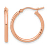 14K Rose Gold 2x20mm Polished Hoop Earrings