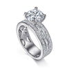 14K White Gold Round Wide Band Engagement Ring