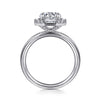 14K White Gold Octagonal Hidden Halo Diamond Engagement Ring