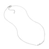 White Gold Thin Curved Bar Necklace with Diamond