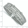 Sterling Silver Rhodium-plated CZ Woven Flexible Cuff