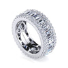 Wide 14K White Gold Emerald Cut Fancy Diamond Anniversary Band