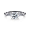 14K White Gold Round Three Stone Diamond Engagement Ring