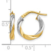 14K w/White Rhodium Plating Polished Hoop Earrings