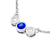 3.5mm Blue Sapphire &amp; 1/5tcw Diamond Bezel Necklace